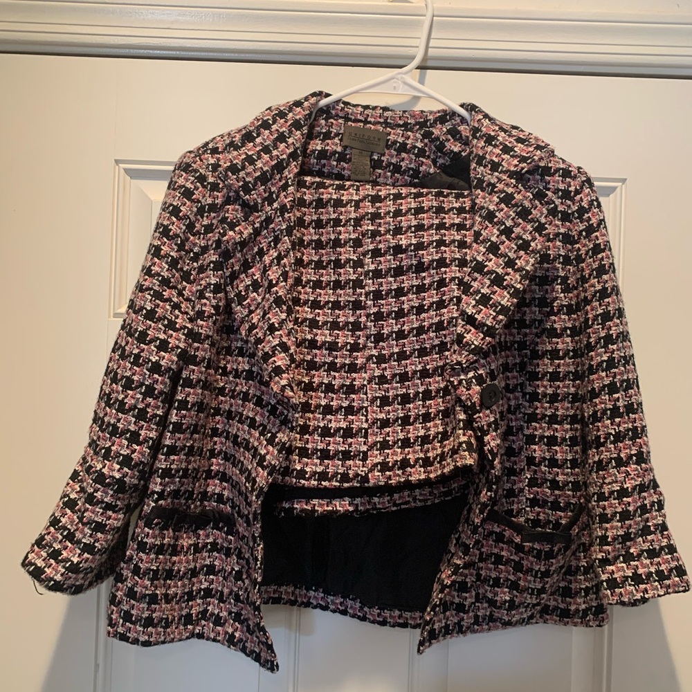 Vintage John Paul Richard Acrylic Top Size 14 & Size 10 Skirt Set Pink Black
